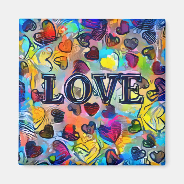 Love | Colorful Abstract Magnet (Front)