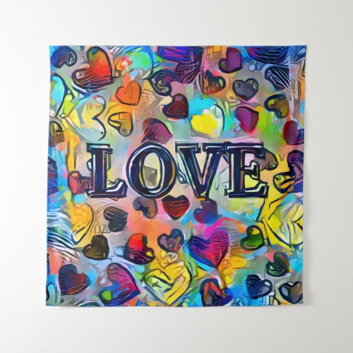 Love  Colorful Abstract Tapestry