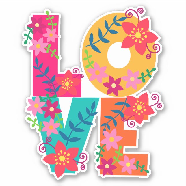 LOVE, colorful design Sticker (Front)