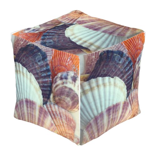 Love Colorful Shells Cube Pouf