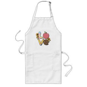 Love - Colorful Teacher Design with Apple & Pencil Long Apron