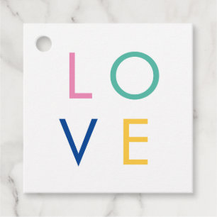 LOVE colorful valentine typography Favor Tags