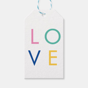LOVE colorful valentine typography Gift Tags