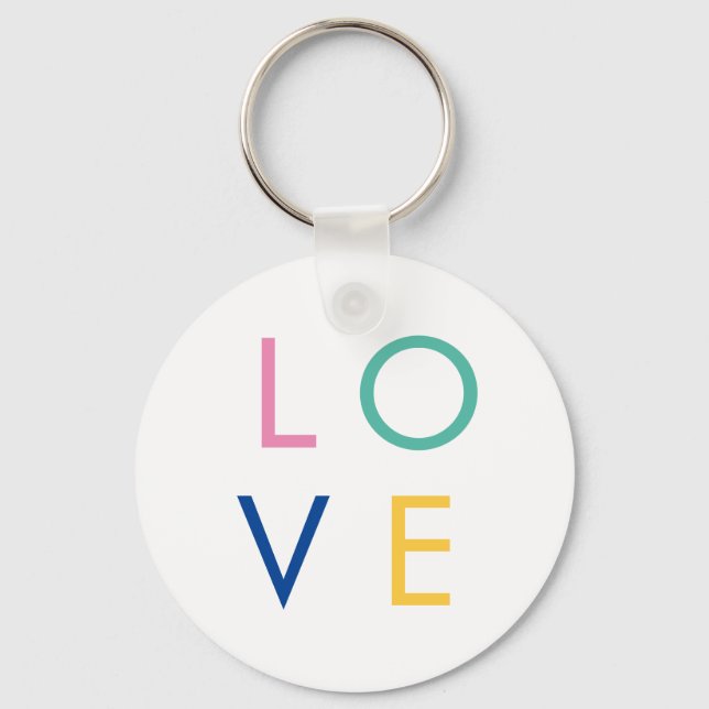 LOVE colorful valentine typography Keychain (Front)