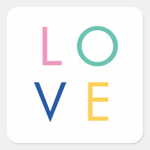 LOVE colorful valentine typography Square Sticker