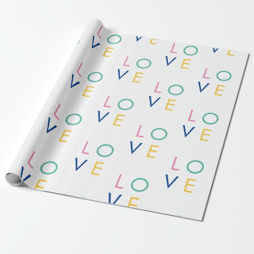 LOVE colorful valentine typography Wrapping Paper