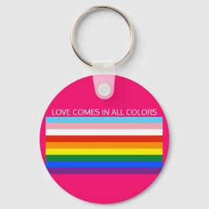 LOVE COMES IN ALL COLORS BUTTON KEYCHAIN