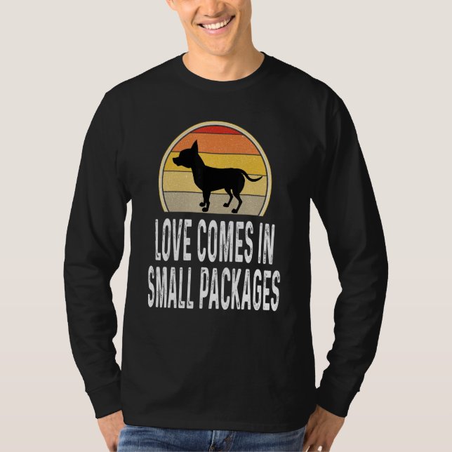 Love Comes In Small Packages Chihuahua Dog Owner T-Shirt (Front)