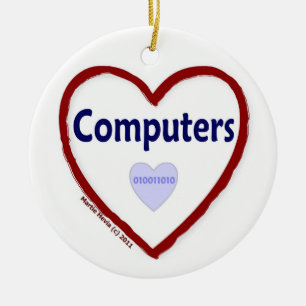 Love Computers Ceramic Ornament