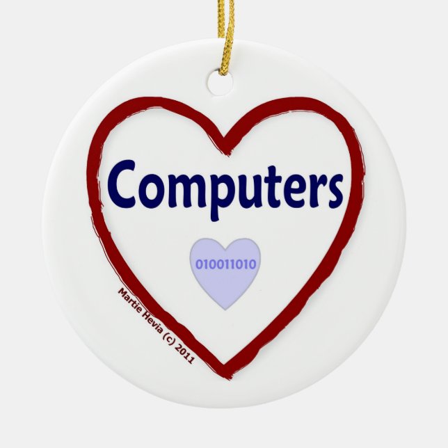 Love Computers Ceramic Ornament (Front)
