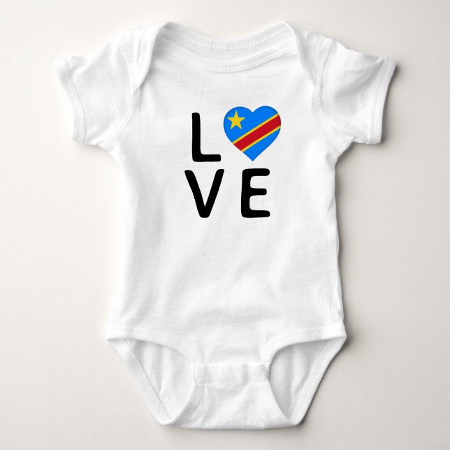 Love - Congo Democratic Republic Flag Baby Bodysuit (Front)
