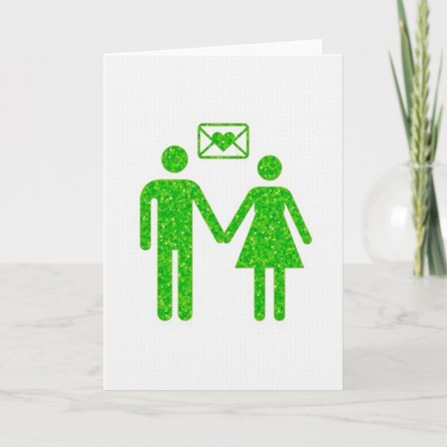 Love Connection Green Sparkle Card (Front)