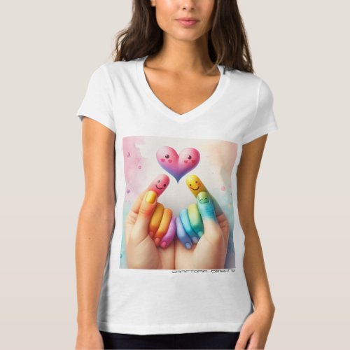 Love Connection Smiley Finger Hearts T_Shirt