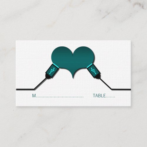 Love Connection USB Place Cards Teal Place Card