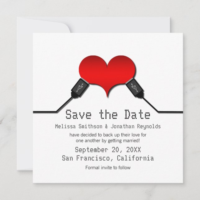 Love Connection USB Save the Date Invite, Red Invitation (Front)