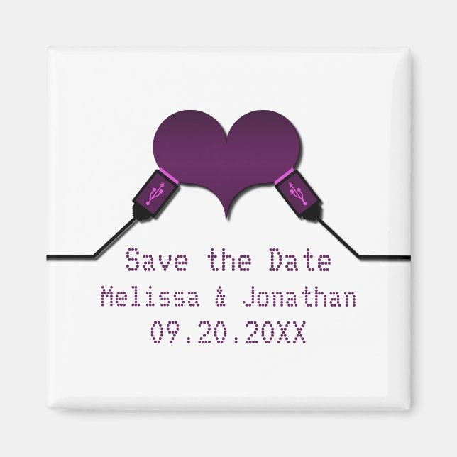 Love Connection USB Save the Date Magnet, Purple Magnet (Front)