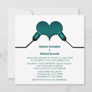 Love Connection USB Wedding Invitation, Teal Invitation