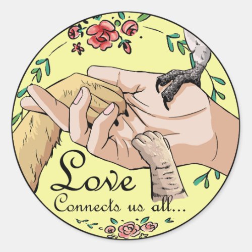 Love Connects Us All Classic Round Sticker