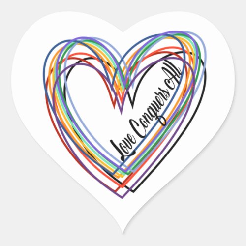 Love Conquers All Colorful Heart Sticker