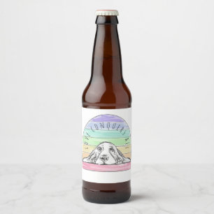 love conquers all dog rainbow basset hound  beer bottle label
