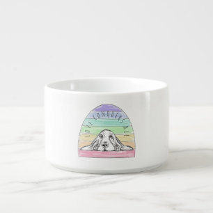love conquers all dog rainbow basset hound bowl