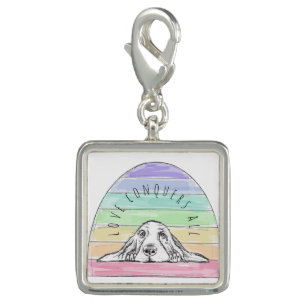 love conquers all dog rainbow basset hound charm