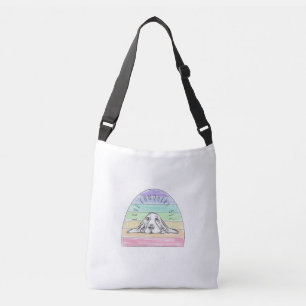love conquers all dog rainbow basset hound crossbody bag