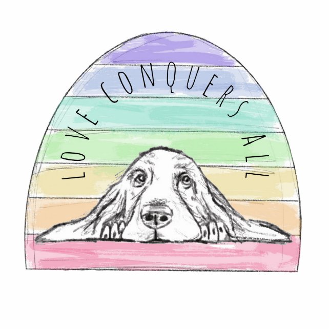 love conquers all dog rainbow basset hound   cutout (Front)