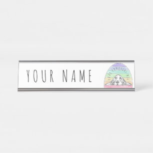 love conquers all dog rainbow basset hound desk name plate