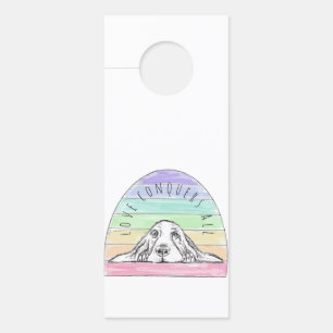 love conquers all dog rainbow basset hound door hanger