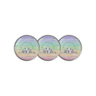 love conquers all dog rainbow basset hound golf ball marker