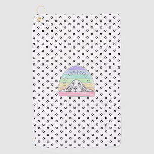 love conquers all dog rainbow basset hound golf towel
