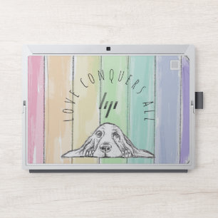 love conquers all dog rainbow basset hound HP laptop skin