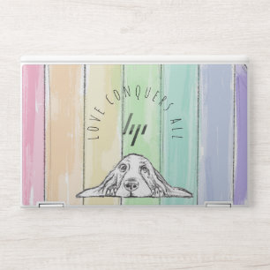 love conquers all dog rainbow basset hound HP laptop skin