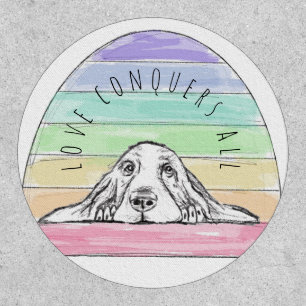 love conquers all dog rainbow basset hound patch