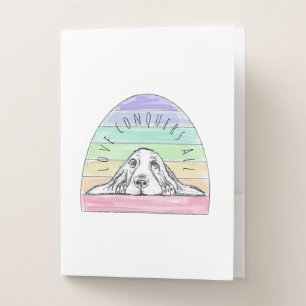 love conquers all dog rainbow basset hound  pocket folder