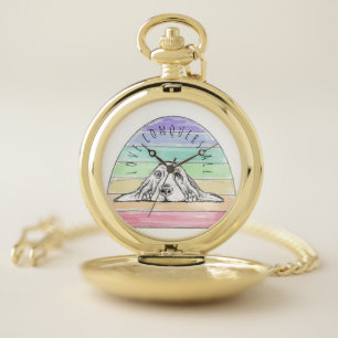 love conquers all dog rainbow basset hound pocket watch