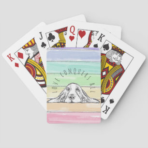 love conquers all dog rainbow basset hound poker cards