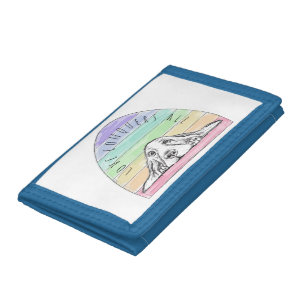 love conquers all dog rainbow basset hound   tri-fold wallet