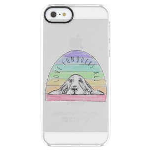 love conquers all dog rainbow basset hound  clear iPhone SE/5/5s case
