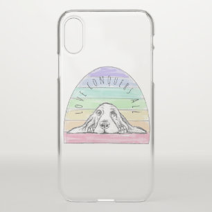 love conquers all dog rainbow basset hound iPhone XS case