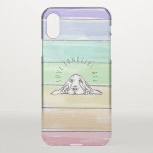 love conquers all dog rainbow basset hound iPhone x case