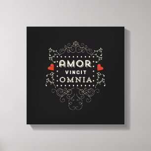 Love Conquers All - Latin Vintage Typography Canvas Print