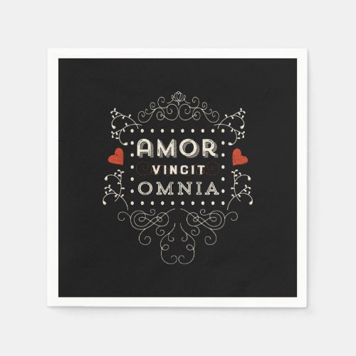 Love Conquers All _ Latin Vintage Typography Paper Napkins