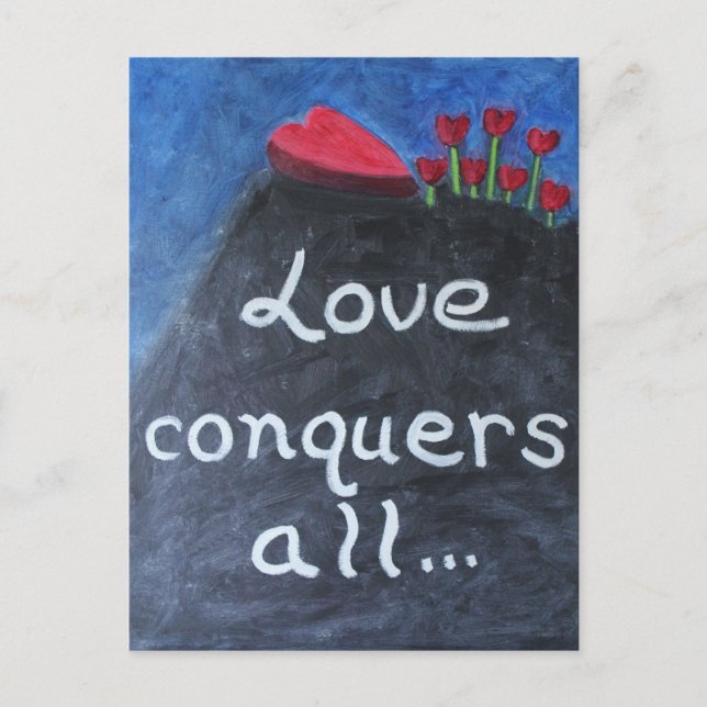 LOVE CONQUERS ALL Valentine Postcard (Front)