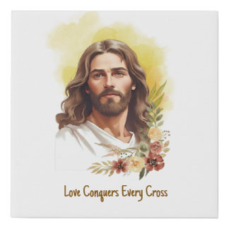Love Conquers Every Cross- Jesus Faux Canvas Print