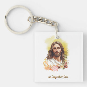 Love Conquers Every Cross- Jesus Keychain
