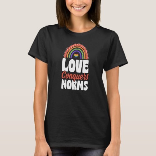 Love Conquers Norms Gay Pride Bohemian Rainbow Hea T_Shirt