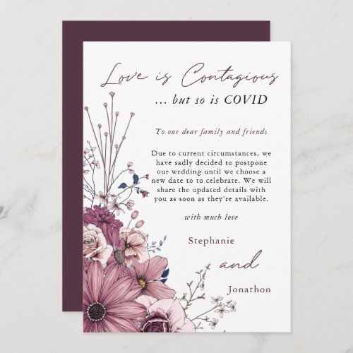 Love Contagious Wedding COVID Postpone PInk Floral Save The Date