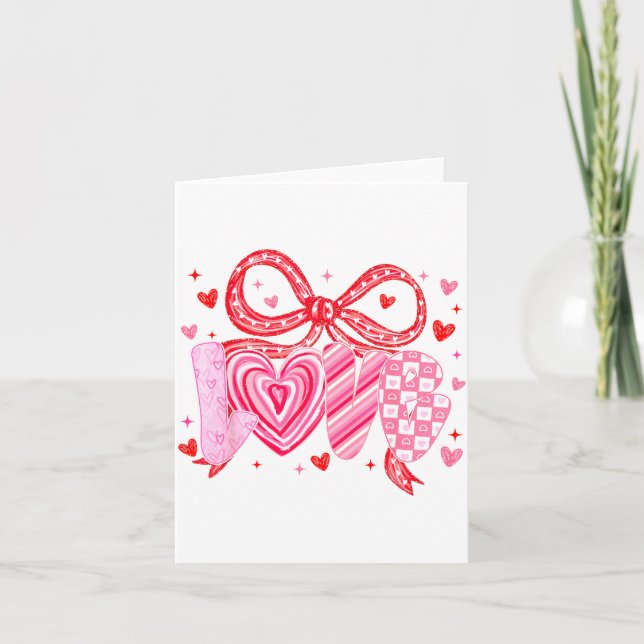 Love Coquette Bow Leopard Hearts Valentine Women G Card (Front)